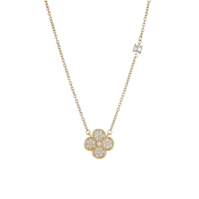 ADORNIA 14K GOLD PLATED CZ CLOVER NECKLACE