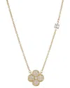 Adornia 14k Gold Plated Cz Clover Necklace In Metallic