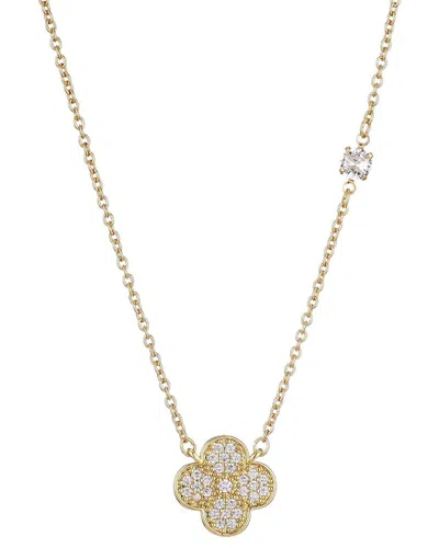Adornia 14k Gold Plated Cz Clover Necklace In Metallic