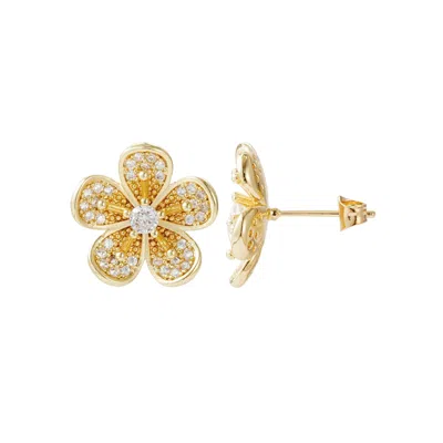 Adornia 14k Gold Plated Cubic Zirconia Flower Stud Earrings