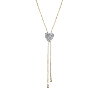 ADORNIA 14K GOLD PLATED CZ HEART BOLO NECKLACE