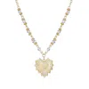 Adornia 14k Gold Plated Cz Heart Necklace With Rosary Chain In Gold