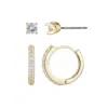 Adornia Set Of 2 Cubic Zirconia Huggie Hoop Earrings In Gold