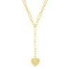 Adornia 14k Gold Plated Cz Jagged Heart Mixed Link Y-necklace In Gold