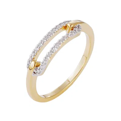 ADORNIA 14K GOLD PLATED CZ LINK RING