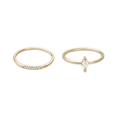 Adornia 14k Gold Plated Cz Marquis Ring Set