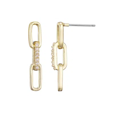 Adornia 14k Gold Plated Cz Mini Paperclip Drop Earrings