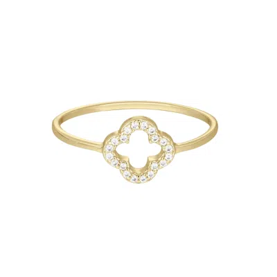 Adornia 14k Gold Plated Cz Outline Clover Ring