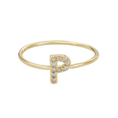 Adornia 14k Gold Plated Cz Pave Initial Ring In Multi