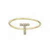 Adornia 14k Plated Cz Pave Initial Ring In Gold