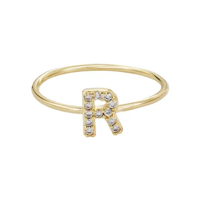 Adornia 14k Gold Plated Cz Pave Initial Ring In Silver