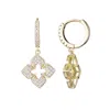 Adornia 14k Gold Plated Cz Pointed Clover Drop Huggie Hoop Earrings In Silver