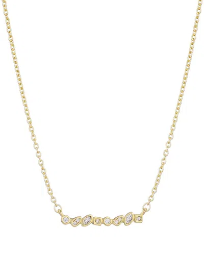 ADORNIA ADORNIA 14K PLATED CRYSTAL DAINTY MIXED SHAPE BAR NECKLACE