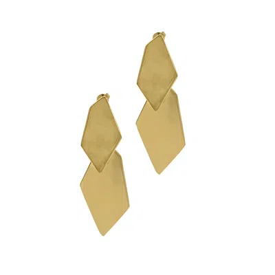 ADORNIA 14K GOLD PLATED DIAMOND SHAPE DROP EARRINGS