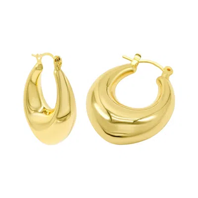 ADORNIA 14K GOLD PLATED DOMED OVAL HOOP EARRINGS