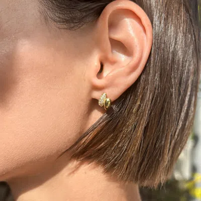 Adornia 14k Gold Plated Double Band Cz Hoop Huggie Earring