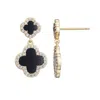 Adornia 14k Gold Plated Double Black Clover Cz Drop Earrings In Gold