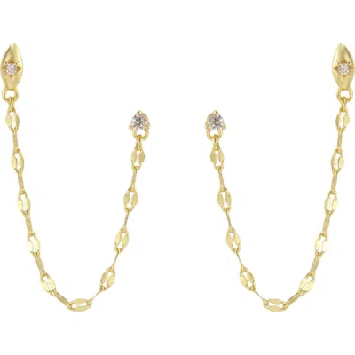 Adornia 14k Gold Plated Double Piercing Chain Earrings