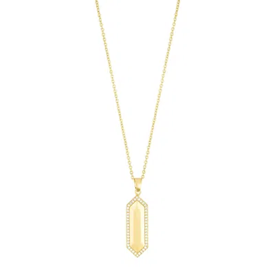 Adornia 14k Gold Plated Elongated Pave Hexagon Necklace