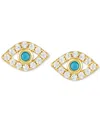Adornia 14k Gold-plated Evil Eye Stud Earrings In Gold