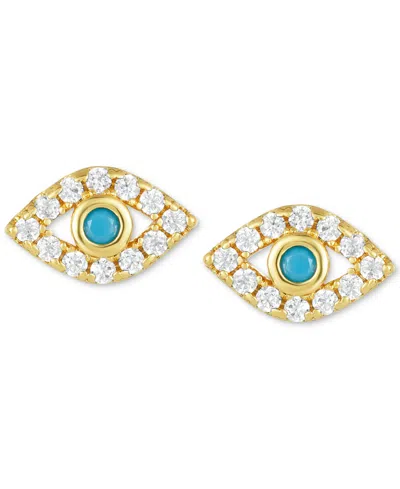 Adornia 14k Gold-plated Evil Eye Stud Earrings