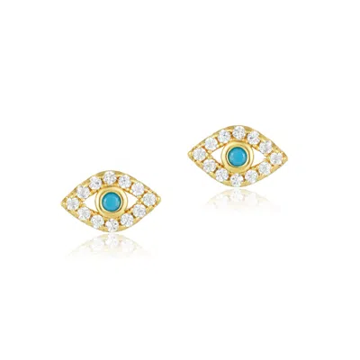 Adornia 14k Plated Evil Eye Earrings In Blue