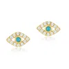 Adornia 14k Gold Plated Evil Eye Studs In Yellow
