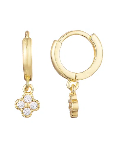 ADORNIA ADORNIA 14K PLATED CZ EXTRA MINI CLOVER DANGLE HUGGIE EARRINGS