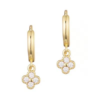 Adornia 14k Gold Plated Extra Mini Cz Clover Dangle Huggie Earrings
