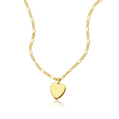 Adornia 14k Gold Plated Figaro Chain Heart Necklace In Yellow