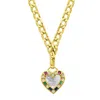 Adornia 14k Gold Plated Figaro Chain Mother-of-pearl Heart Necklace In Gold