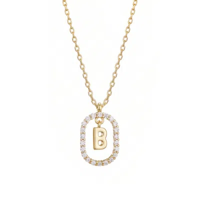 Adornia 14k Gold Plated Floating Letter Cz Frame Necklace In Multi
