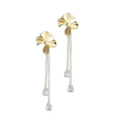Adornia 14k Gold Plated Flower Crystal Tennis Drop Earrings