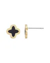 Adornia 14k Gold Plated Fluted Edge Black Clover Stud Earrings