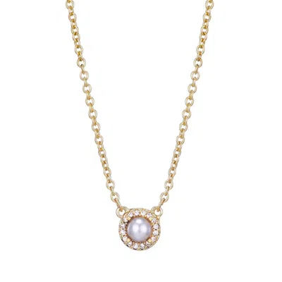 Adornia 14k Gold Plated Freshwater Pearl Cz Halo Necklace