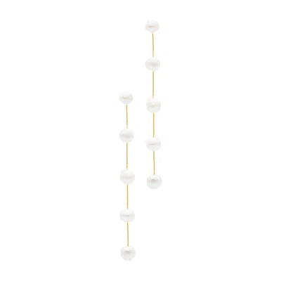 Adornia 14k Gold Plated Freshwater Pearl Sweeper Earrings In White