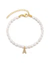 Adornia 14k Gold Plated Freshwater Pearl With Pave Letter