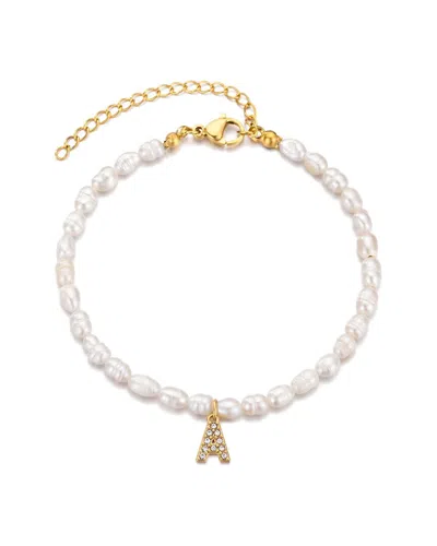 Adornia 14k Gold Plated Freshwater Pearl With Pave Letter