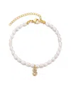 Adornia 14k Gold Plated Freshwater Pearl With Pave Letter