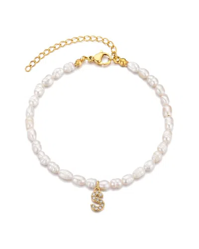 Adornia 14k Gold Plated Freshwater Pearl With Pave Letter