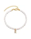 Adornia 14k Gold Plated Freshwater Pearl With Pave Letter