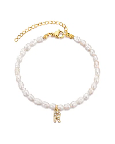 Adornia 14k Gold Plated Freshwater Pearl With Pave Letter
