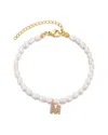 Adornia 14k Gold Plated Freshwater Pearl With Pave Letter