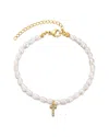 Adornia 14k Gold Plated Freshwater Pearl With Pave Letter