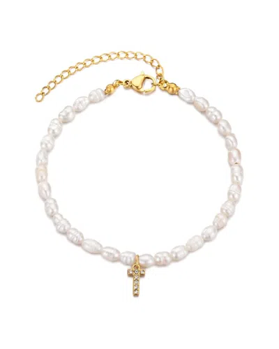 Adornia 14k Gold Plated Freshwater Pearl With Pave Letter
