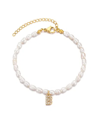 Adornia 14k Gold Plated Freshwater Pearl With Pave Letter