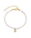 Adornia 14k Gold Plated Freshwater Pearl With Pave Letter