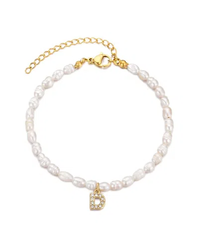 Adornia 14k Gold Plated Freshwater Pearl With Pave Letter