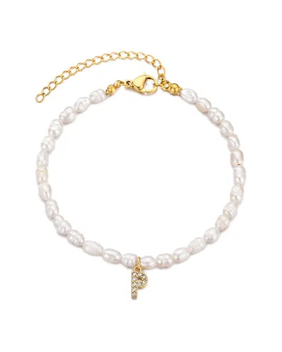 Adornia 14k Gold Plated Freshwater Pearl With Pave Letter