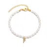 Adornia 14k Gold Plated Freshwater Pearl With Pave Letter Bracelet
